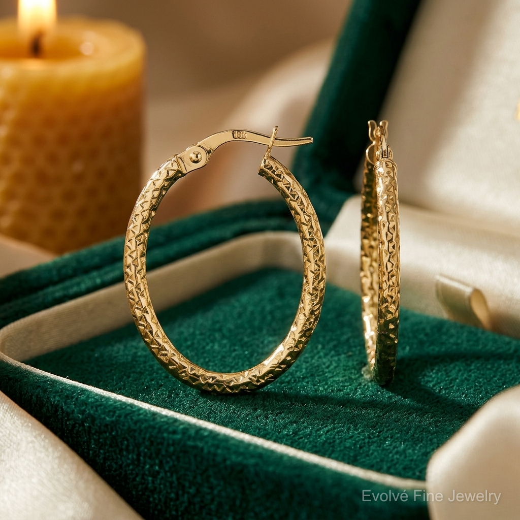 Leslie's 10K Polished D/C Oval Hoop Earrings - Lifestyle View
