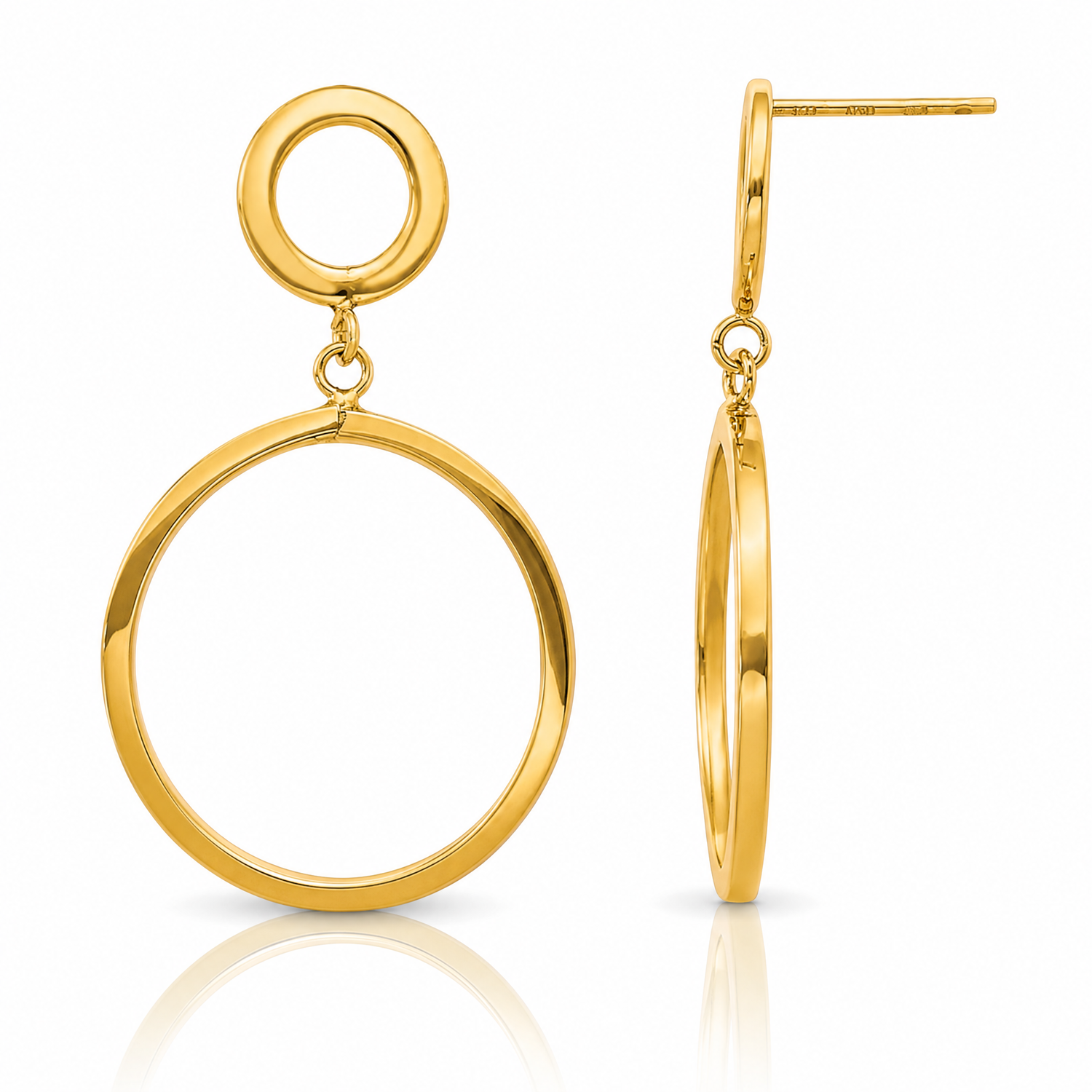 Leslie's 10K Polished Round Post Dangle Earrings - Lifestyle View