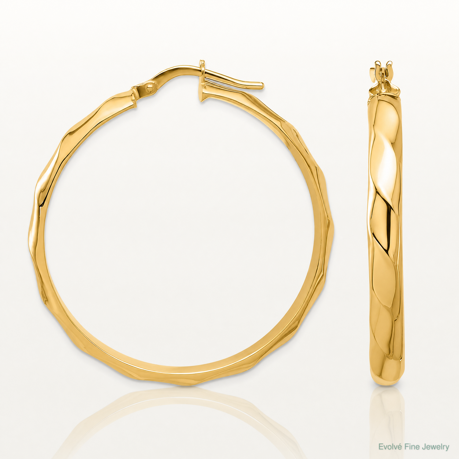 Leslie's 10K Polished Twisted Round Hoop Earrings - Lifestyle View