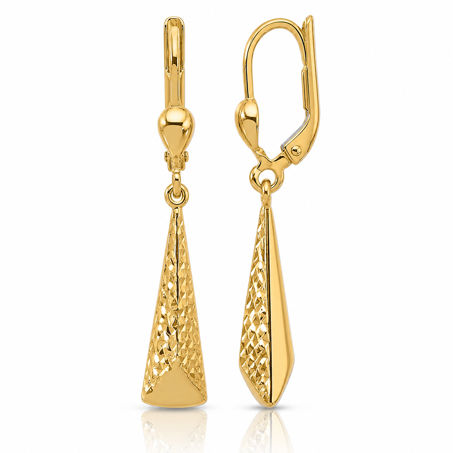Leslie's 10K Polished and Textured Leverback Dangle Earrings - Lifestyle View