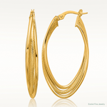 Leslie's 10k Polished and Textured Triple Oval Twist Hoop Earrings - Lifestyle View