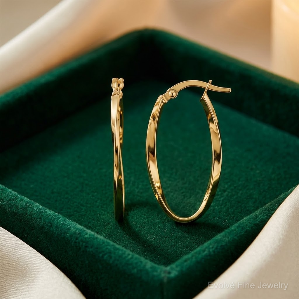 Leslie's 10K Twisted Oval Hoop Earrings - Lifestyle View