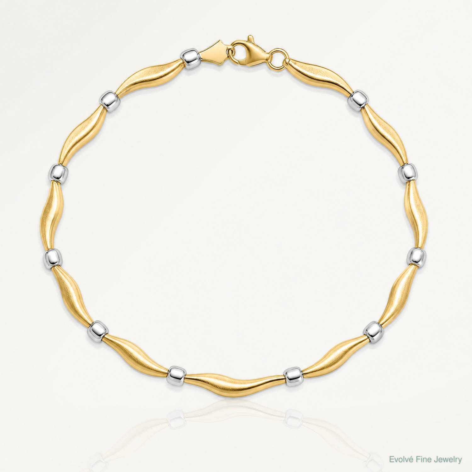 Leslie's 10K Rhodium-plated Polished and Satin Bracelet - Lifestyle View