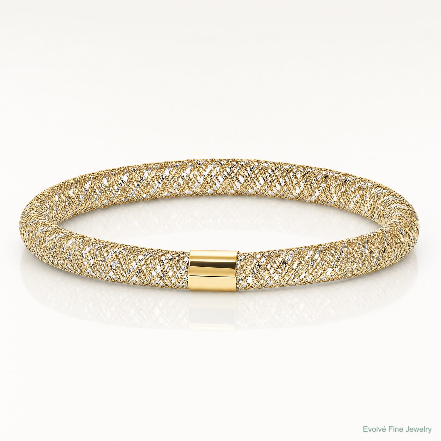 Leslie's 10K with Rhodium-plating Polished Stretch Bangle - Lifestyle View