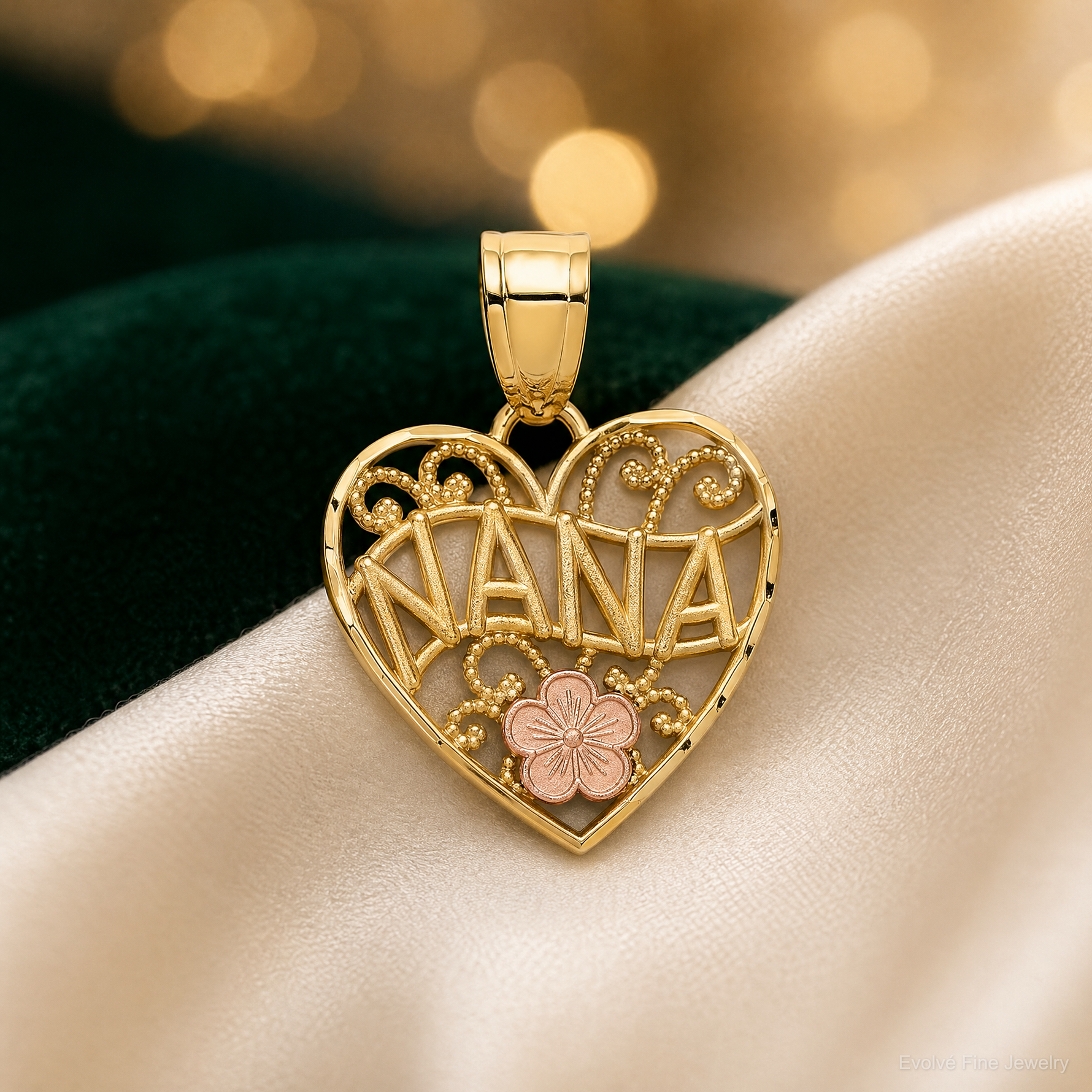 10K Two-Tone NANA Heart Pendant - Lifestyle View
