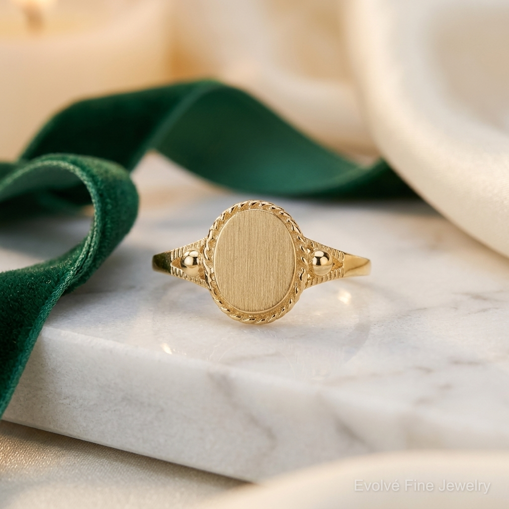 10k Childs Fancy Signet Ring - Lifestyle View