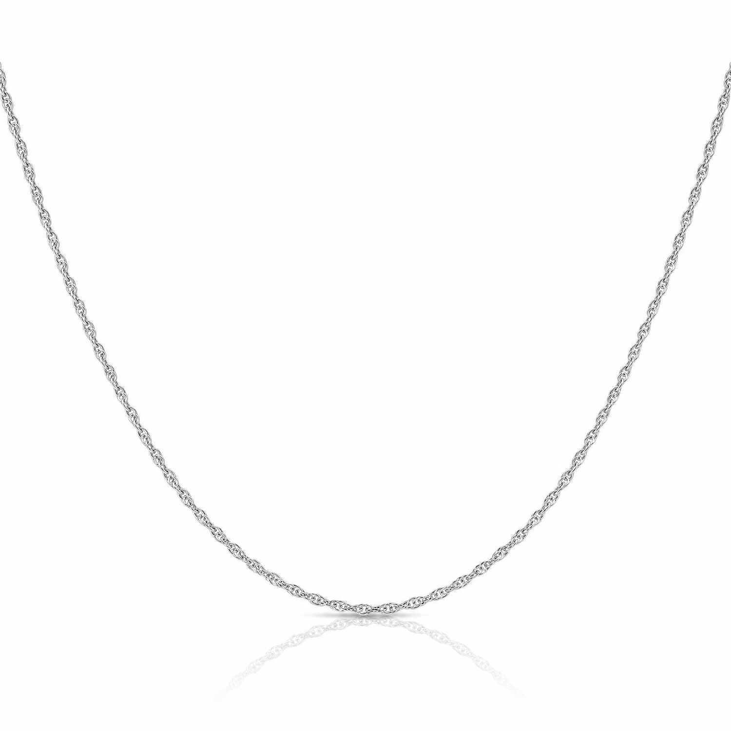 14K White Gold 1.35mm Carded Cable Rope Chain - Lifestyle View
