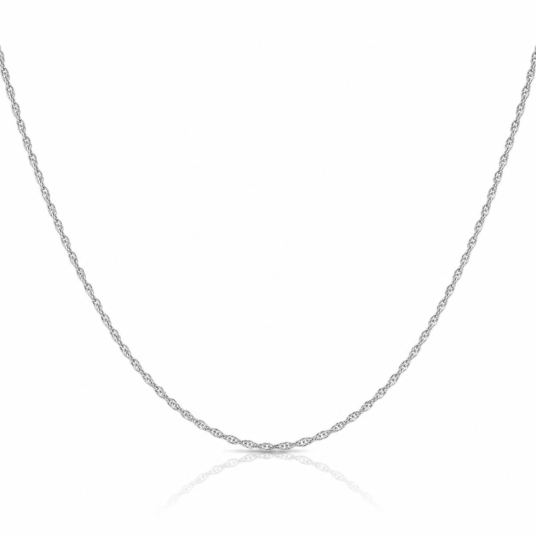 14K White Gold 1.35mm Carded Cable Rope Chain - Lifestyle View