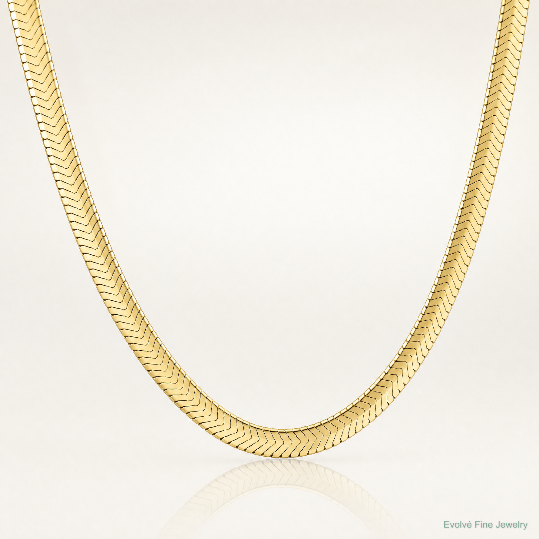 10k 2.5mm Silky Herringbone Chain - Lifestyle View