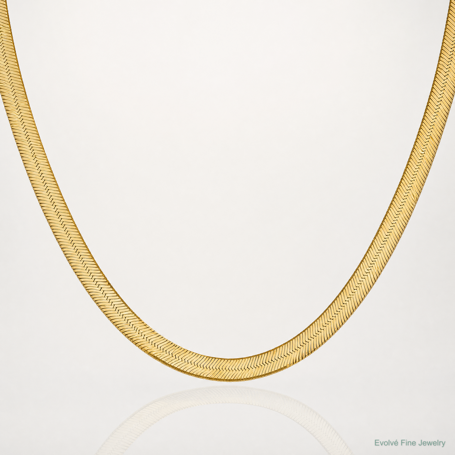 10K 6.5mm Silky Herringbone Chain - Lifestyle View