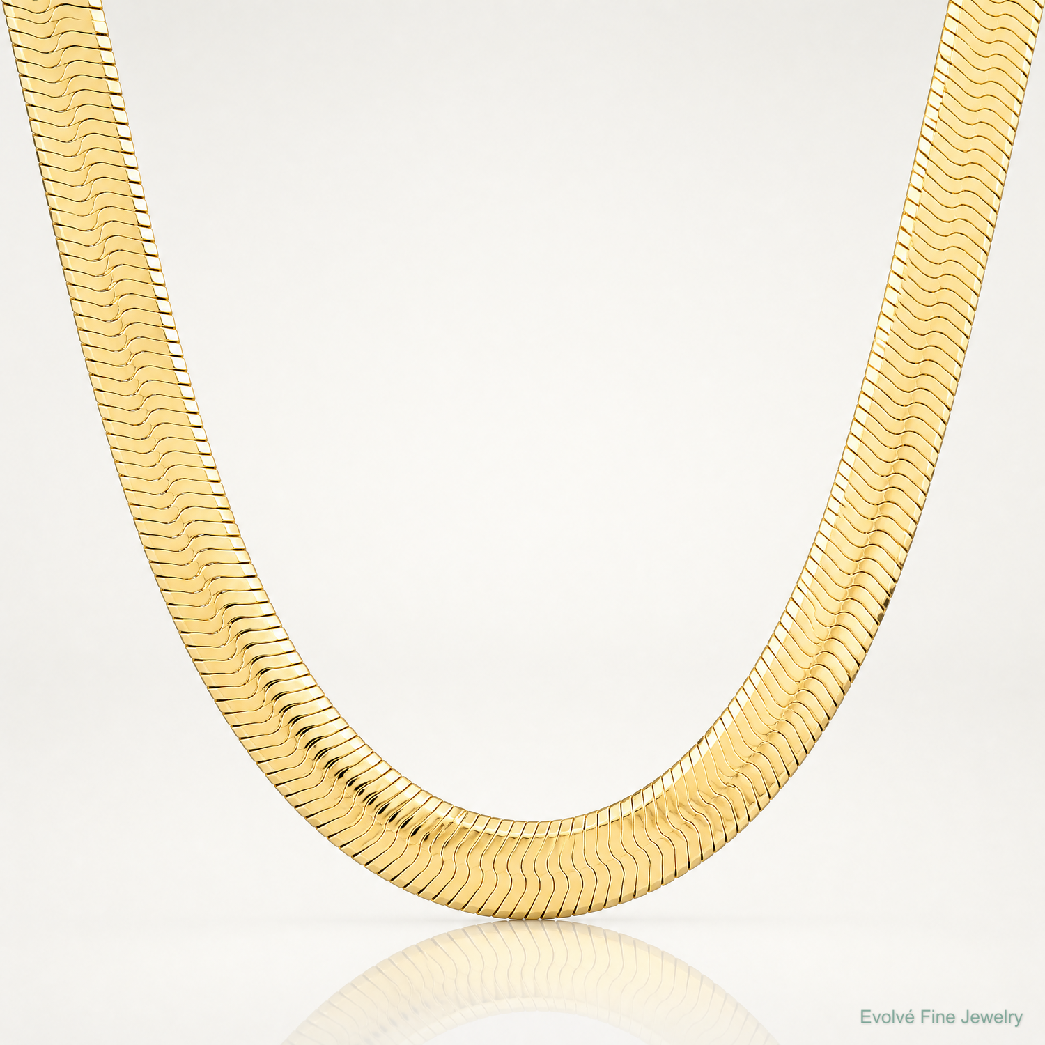 10K 10mm Silky Herringbone Chain - Lifestyle View