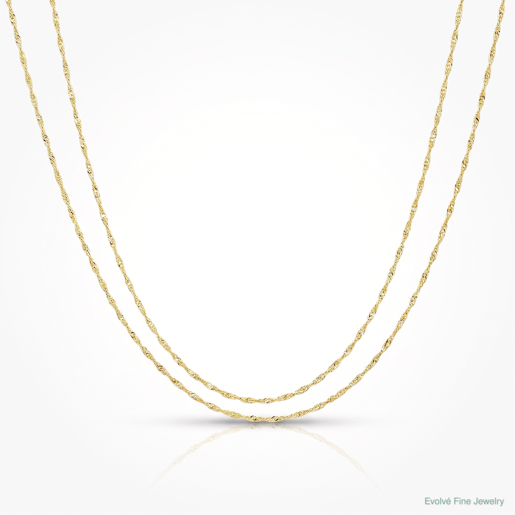 14k 1mm Carded Singapore Chain - Lifestyle View