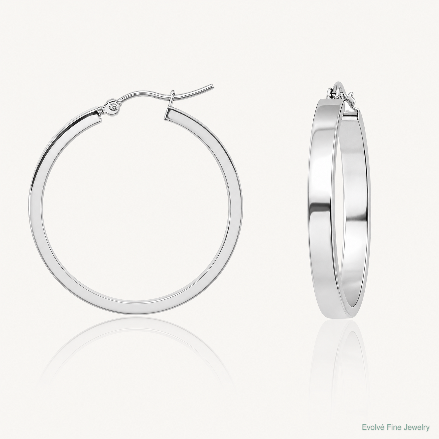 10k White Gold Polished Hoop Earring - Lifestyle View
