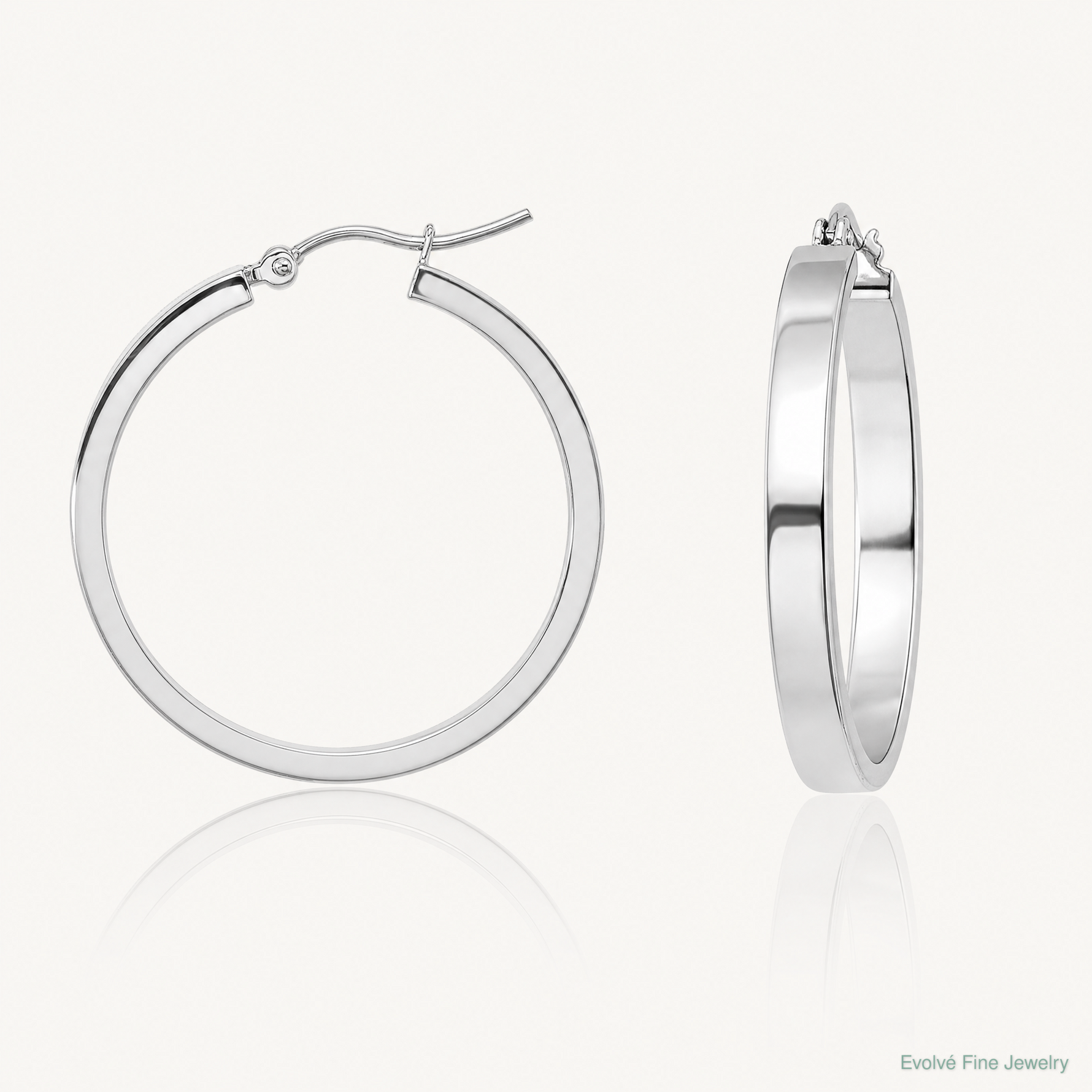 10k White Gold Polished Hoop Earring - Lifestyle View