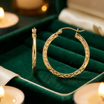 10K Diamond Cut Hollow Hoop Earrings - Lifestyle View