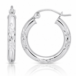 10K White Gold Diamond Cut 3mm Hoop Earrings - Lifestyle View