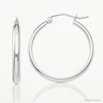 10k White Gold Polished Hoop Earring - Lifestyle View