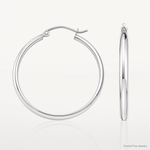 10k White Gold Polished Hoop Earring - Lifestyle View