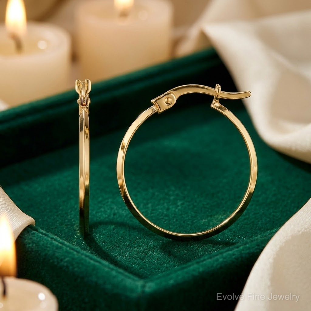 10K Polished Knife Edge Hoop Earrings - Lifestyle View