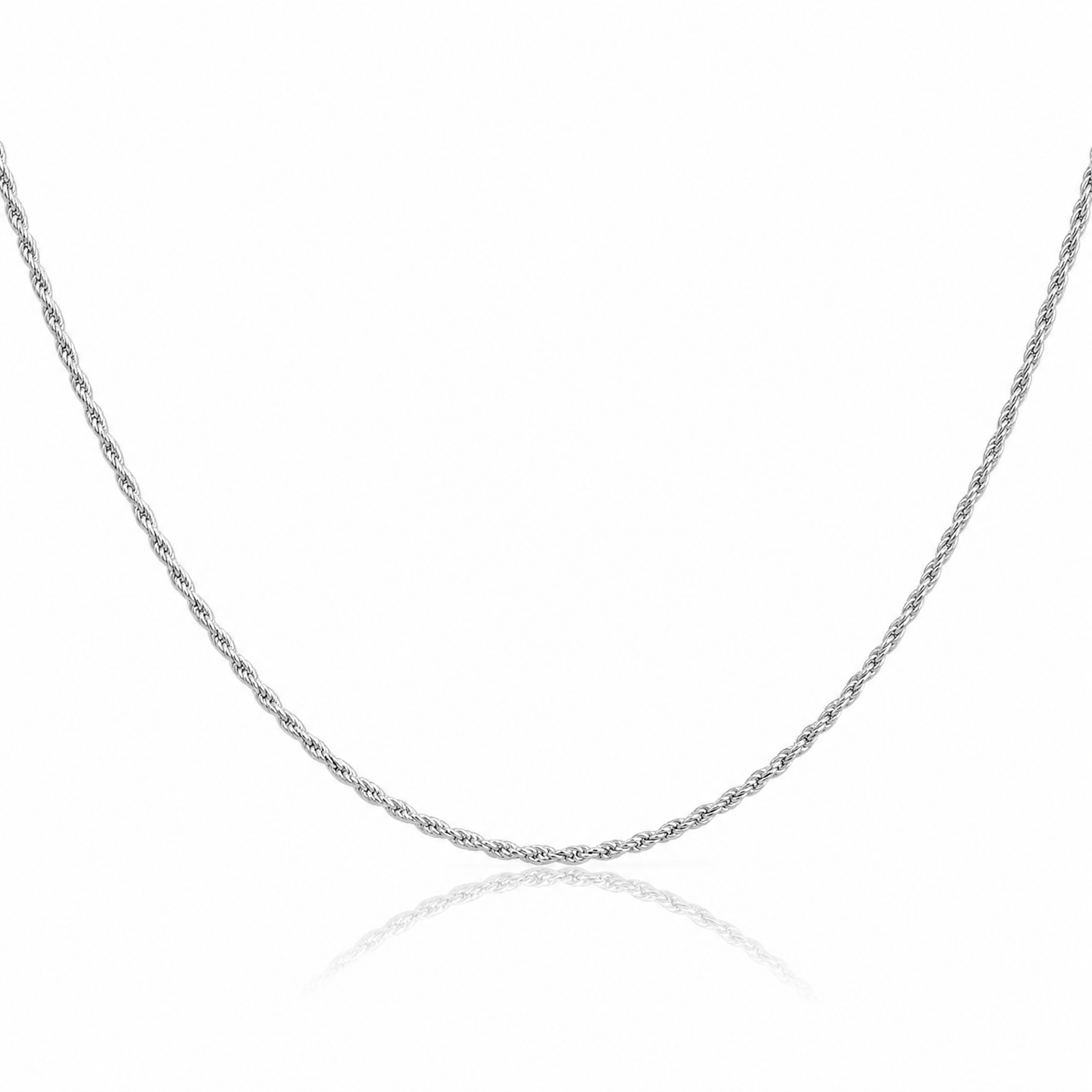 10k White Gold 1.3mm D/C Machine Made Rope Chain - Lifestyle View