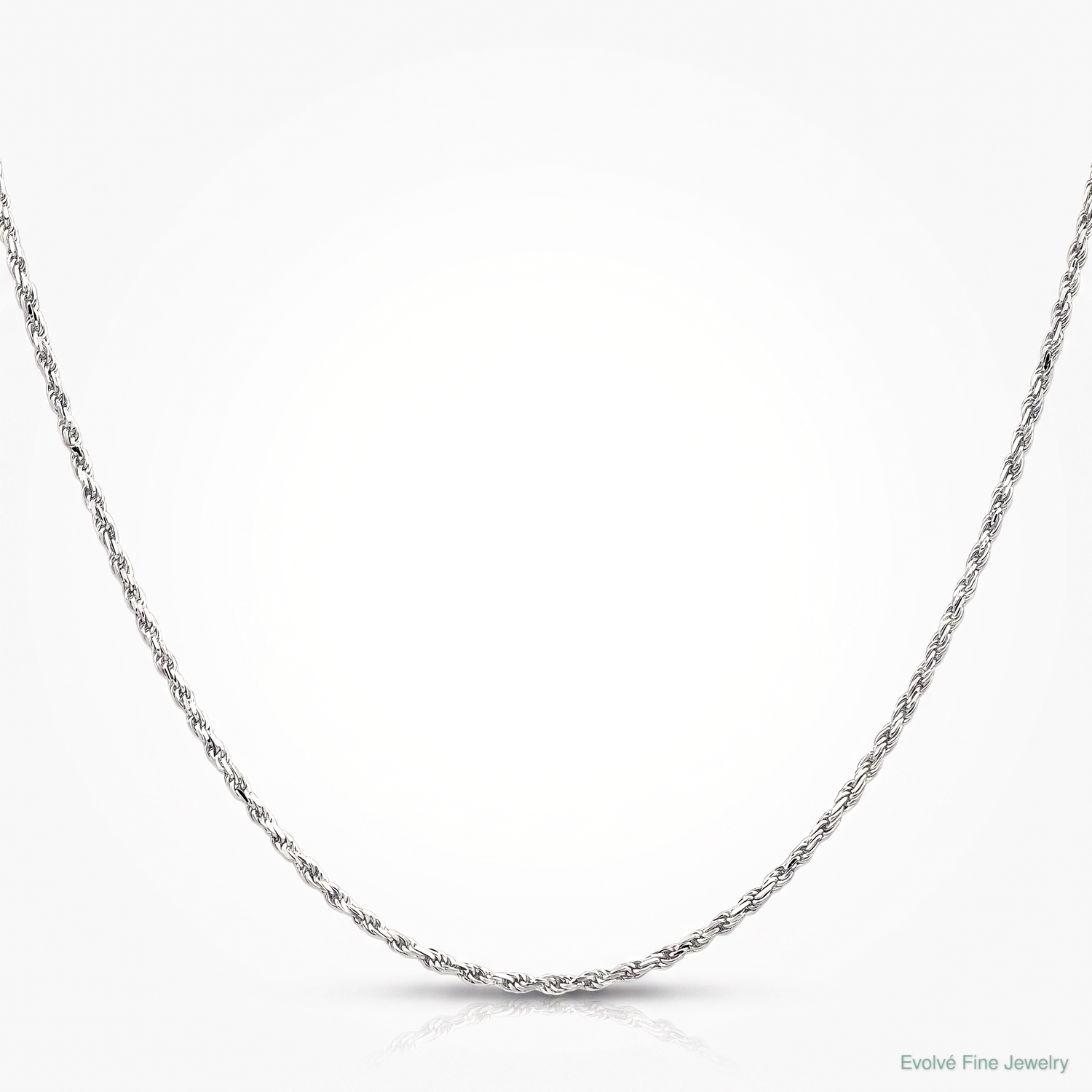 10k White Gold 1.6mm D/C Machine Made Rope Chain - Lifestyle View