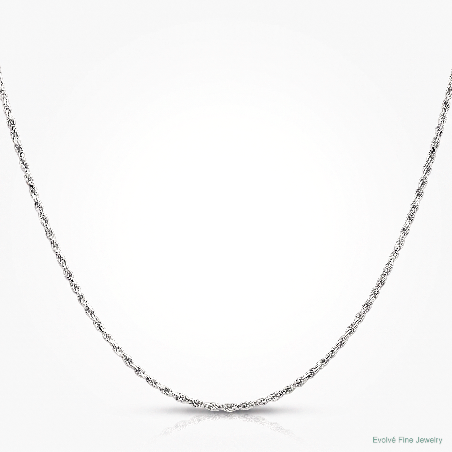 10k White Gold 1.6mm D/C Machine Made Rope Chain - Lifestyle View