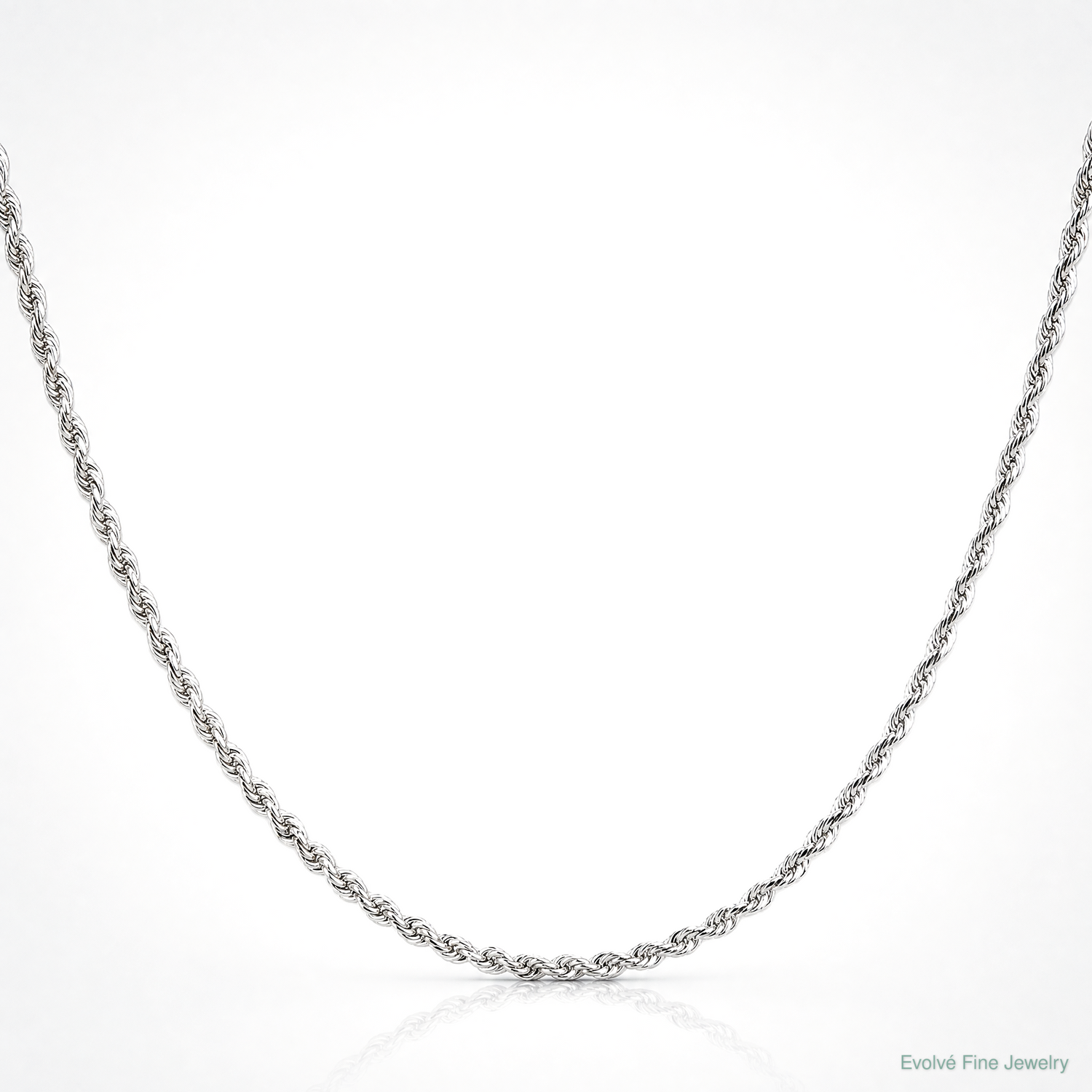 10k White Gold 2.25mm D/C Quadruple Rope Chain - Lifestyle View