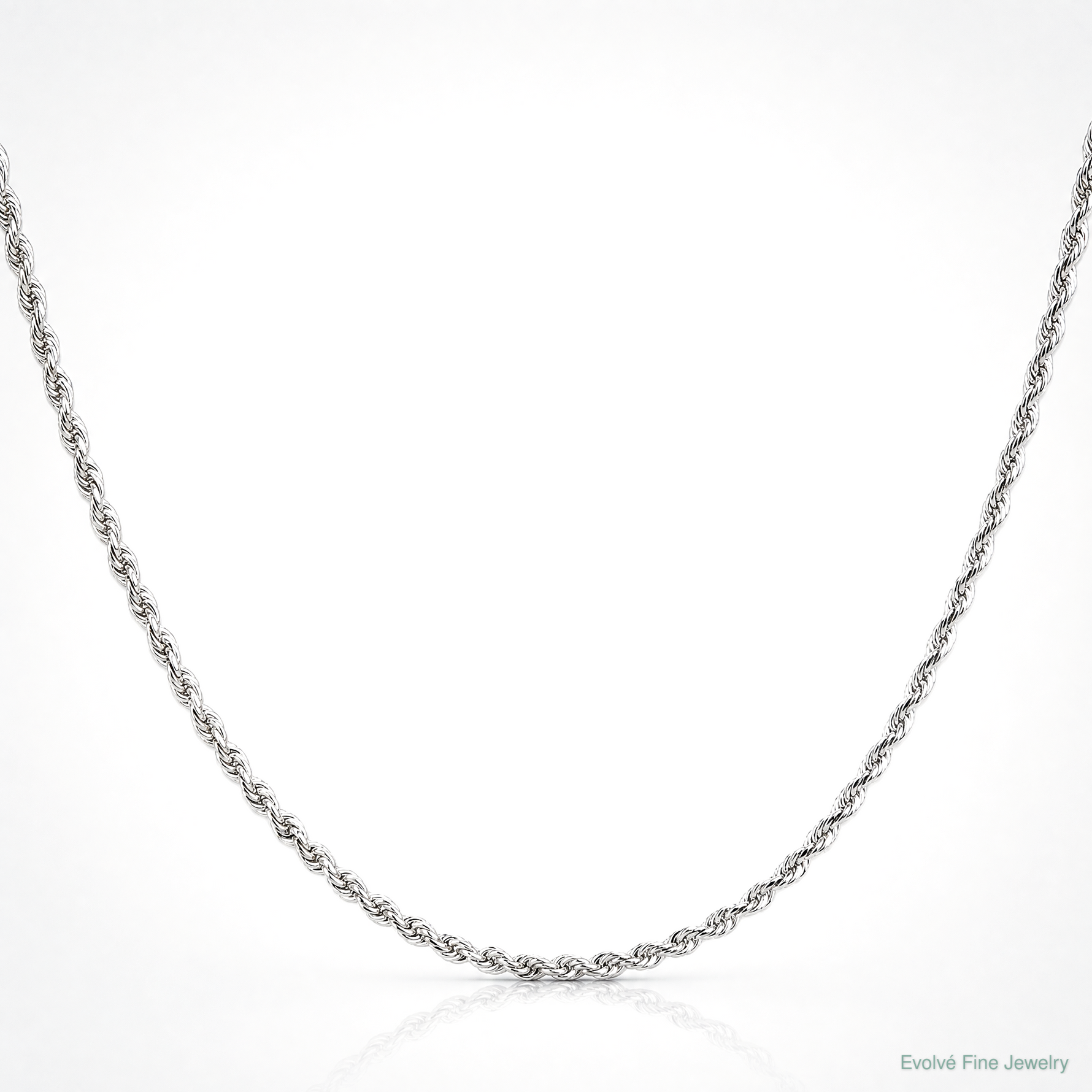 10k White Gold 2.25mm D/C Quadruple Rope Chain - Lifestyle View