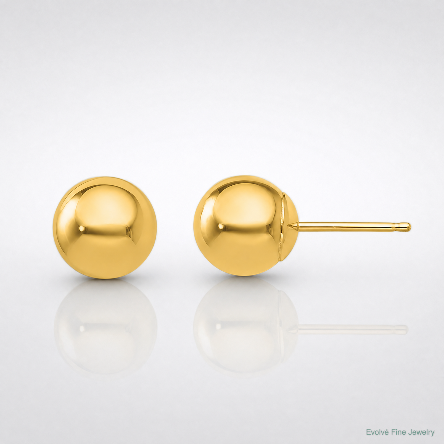 10k Polished 7mm Ball Post Earrings - Lifestyle View