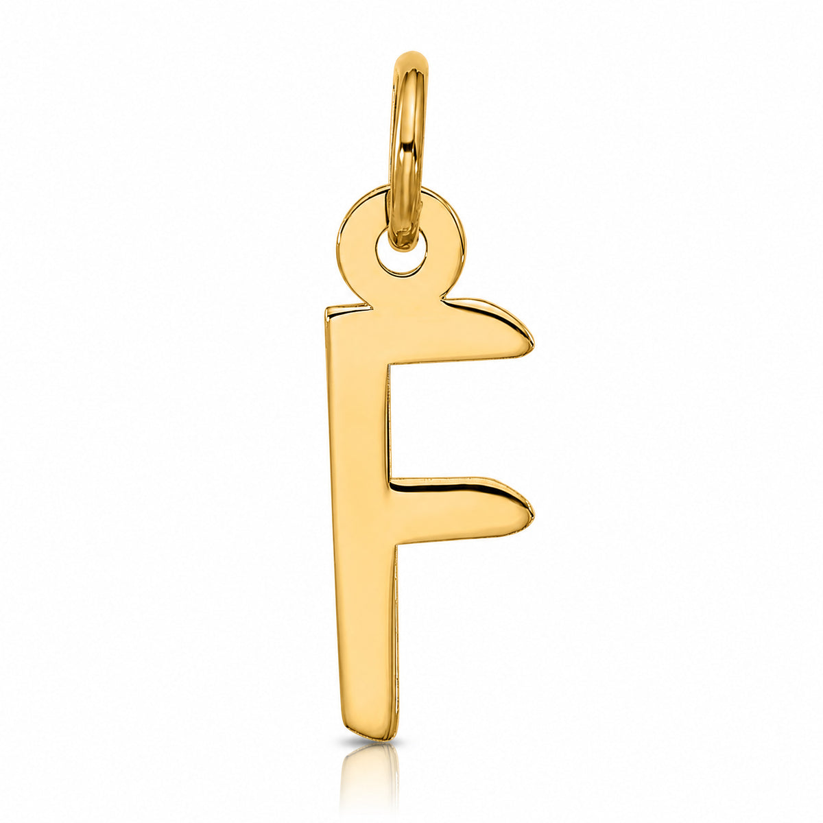 10k Large Slanted Block Initial F Charm - Lifestyle View