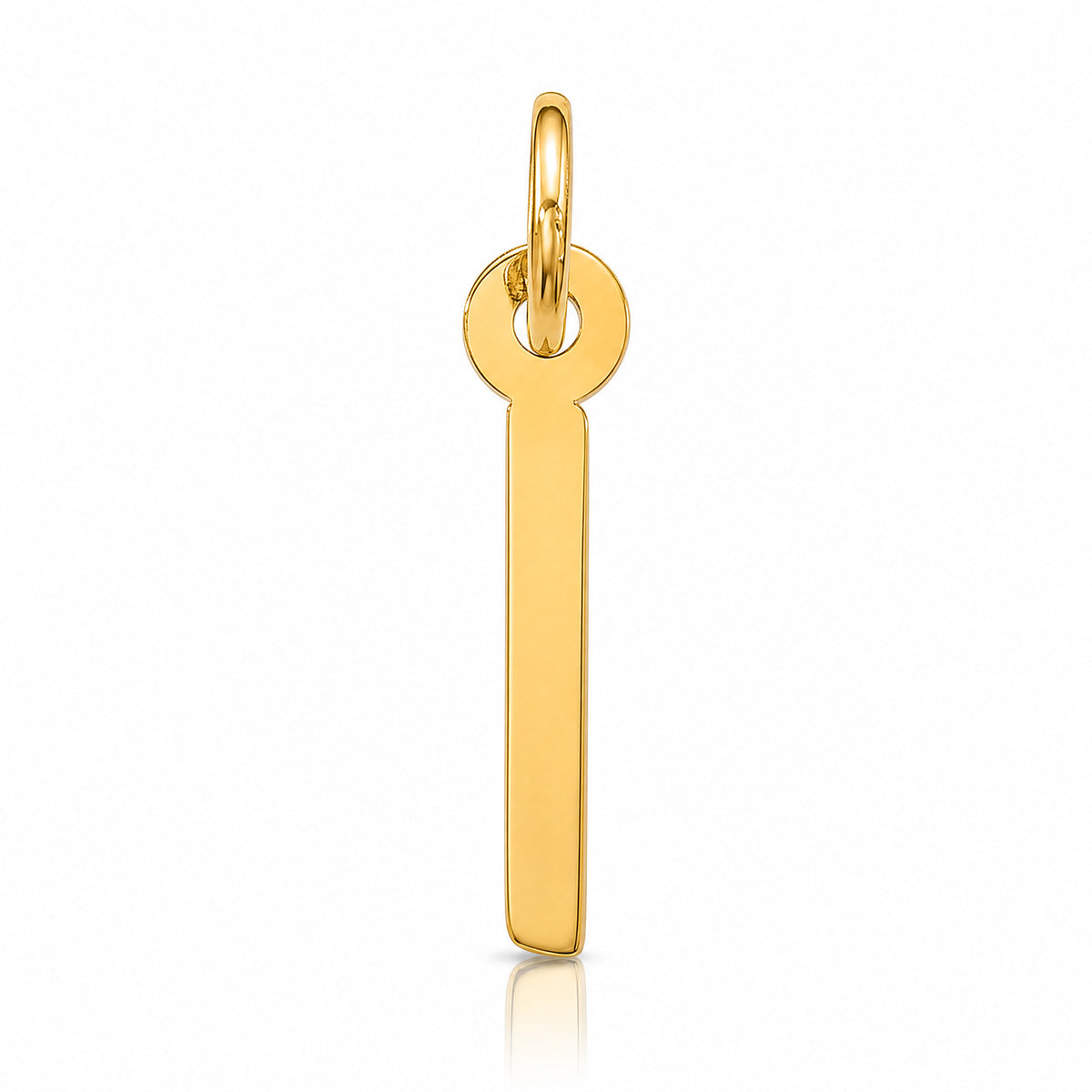 10k Large Slanted Block Initial I Charm - Lifestyle View