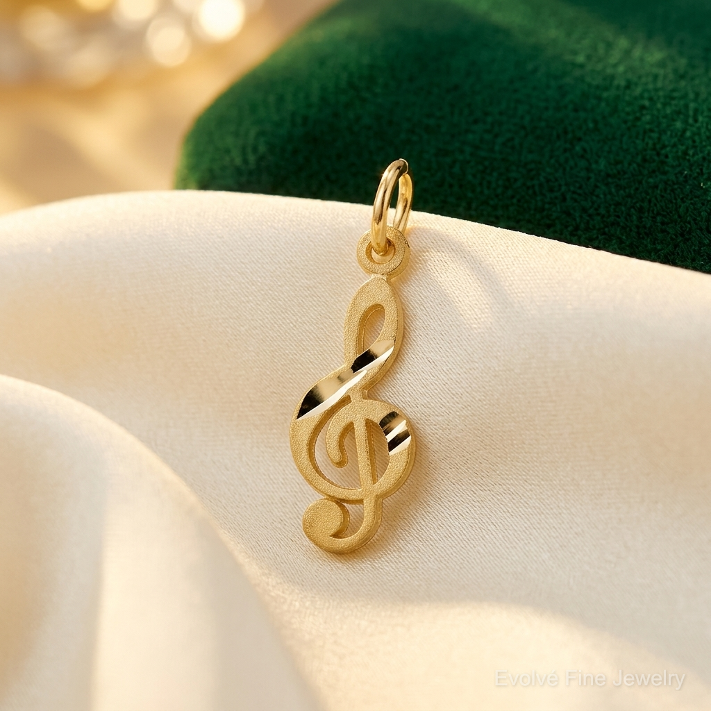 10k Small Treble Clef Charm - Lifestyle View