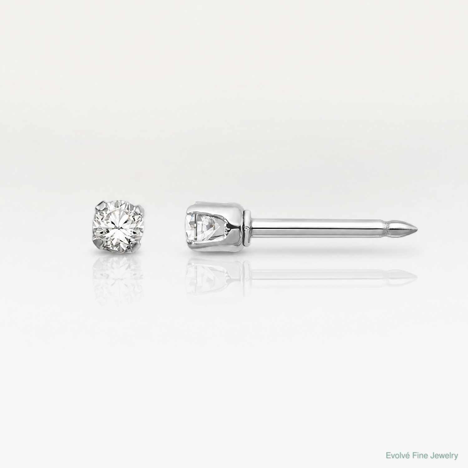 Inverness 14k White Gold 2mm CZ Post Earrings - Lifestyle View