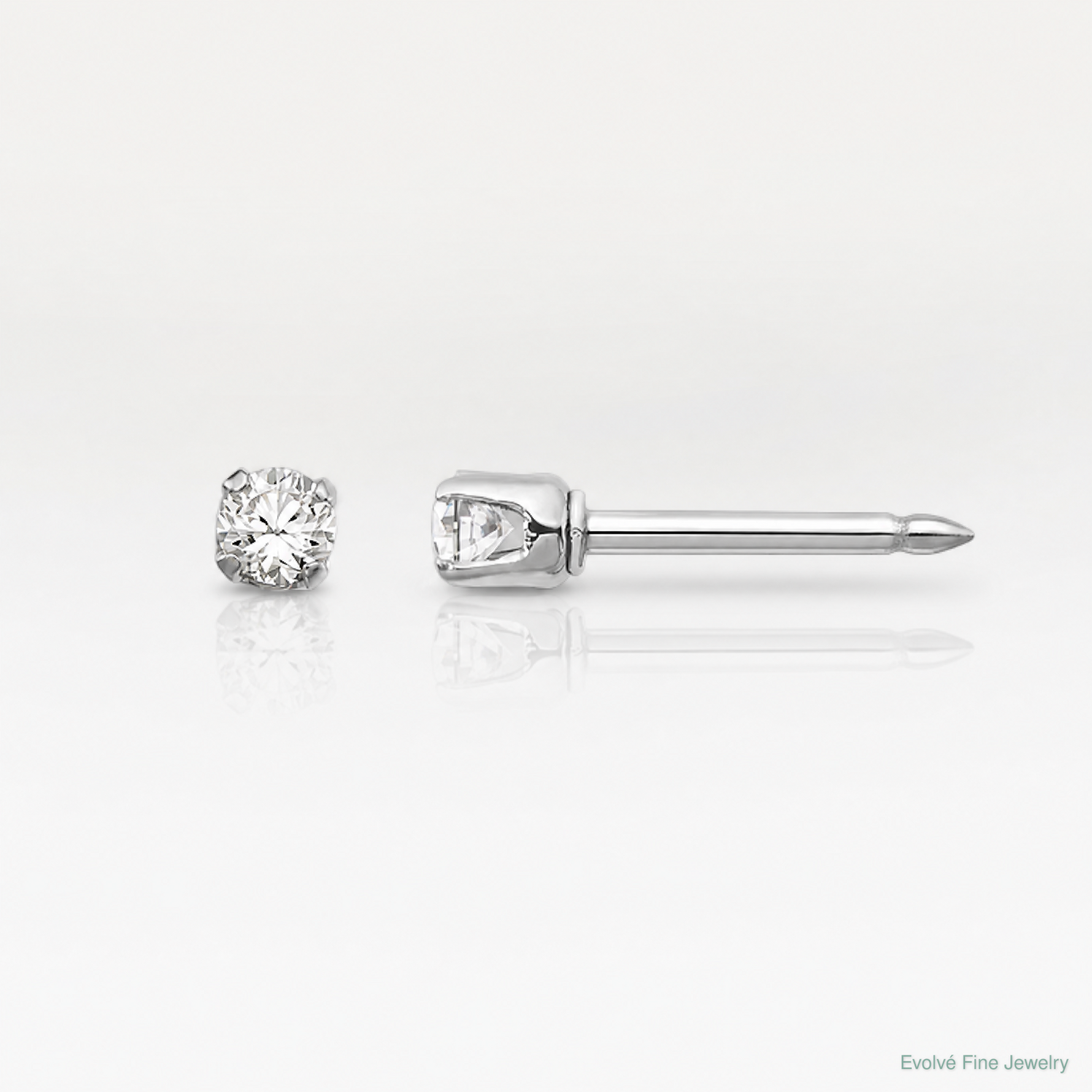 Inverness 14k White Gold 2mm CZ Post Earrings - Lifestyle View
