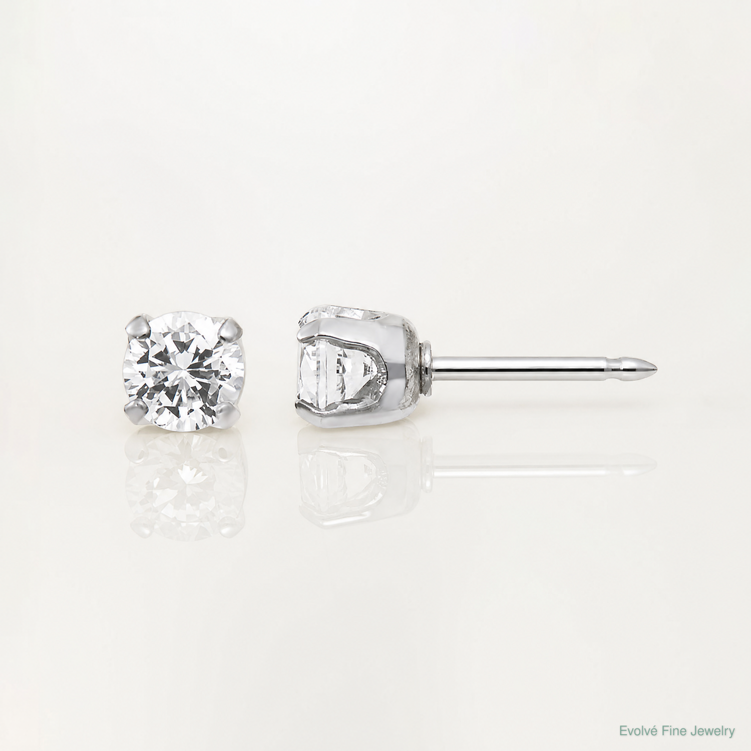 Inverness 14k White Gold 3mm CZ Post Earrings - Lifestyle View