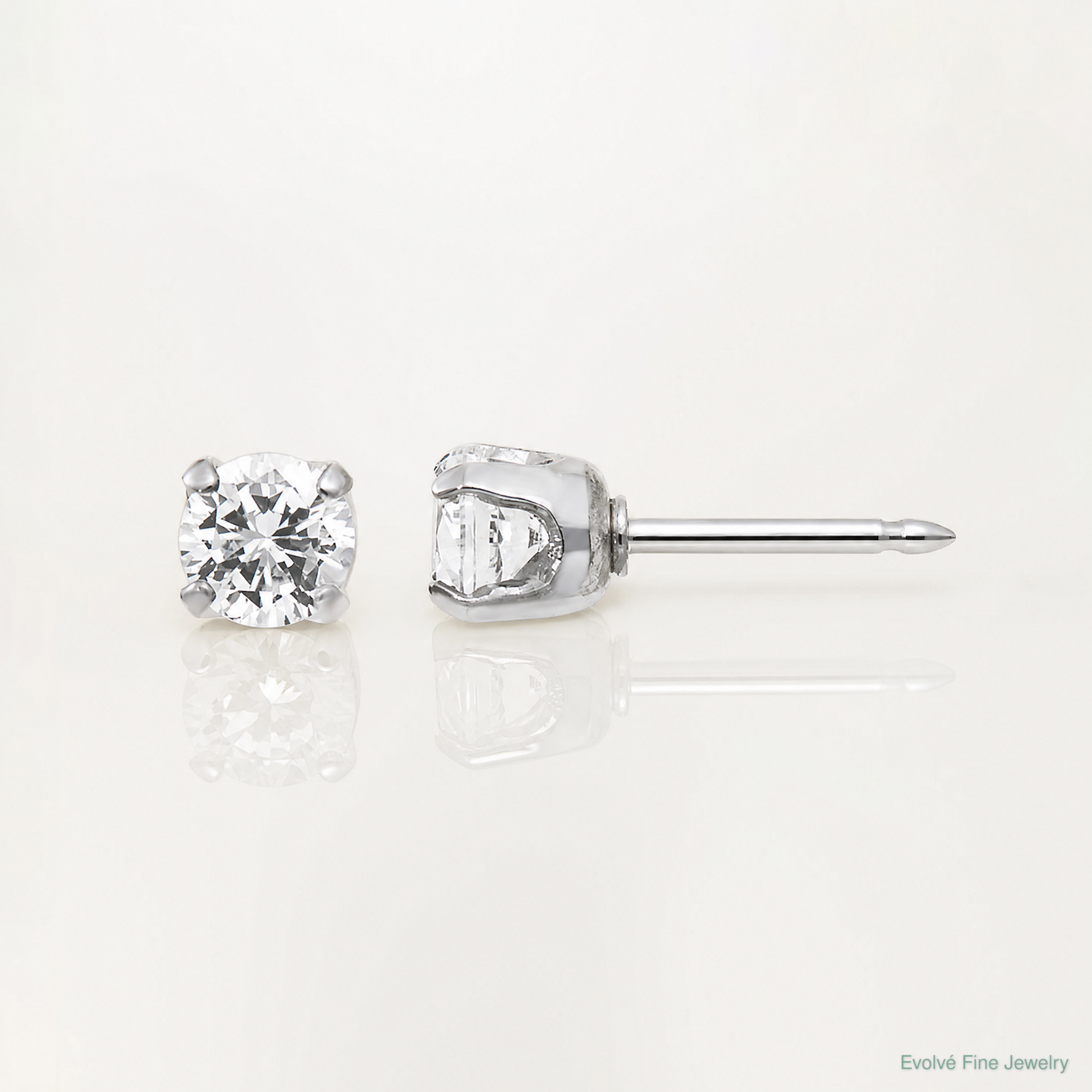 Inverness 14k White Gold 3mm CZ Post Earrings - Lifestyle View
