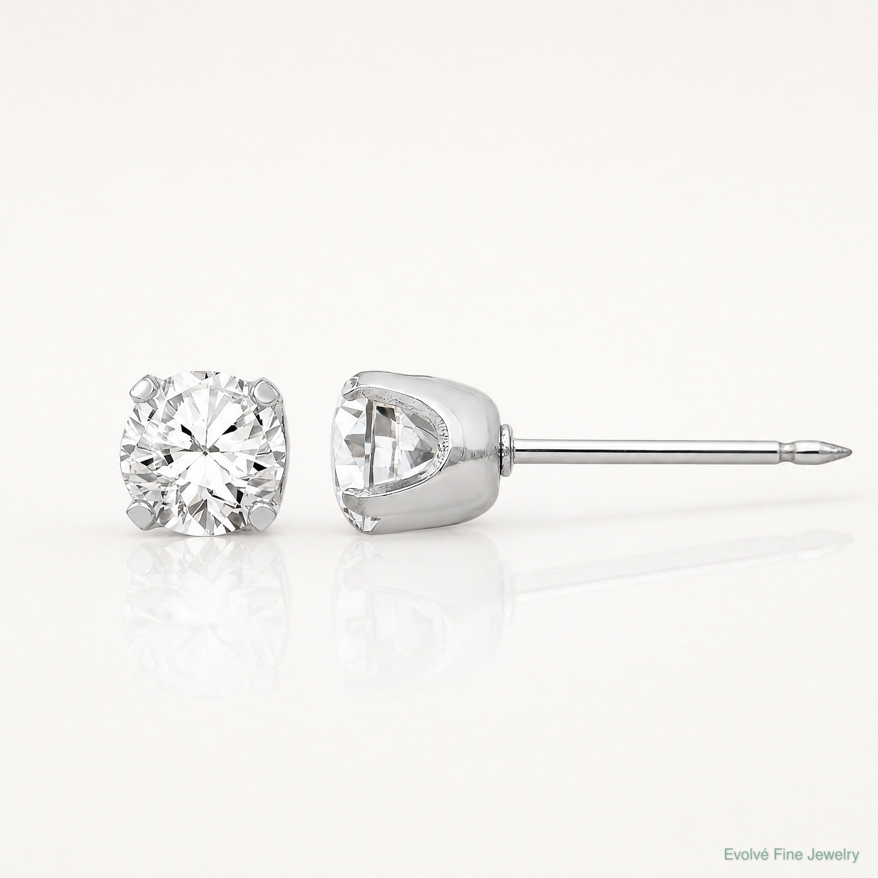 Inverness 14k White Gold 4.25mm CZ Post Earrings - Lifestyle View