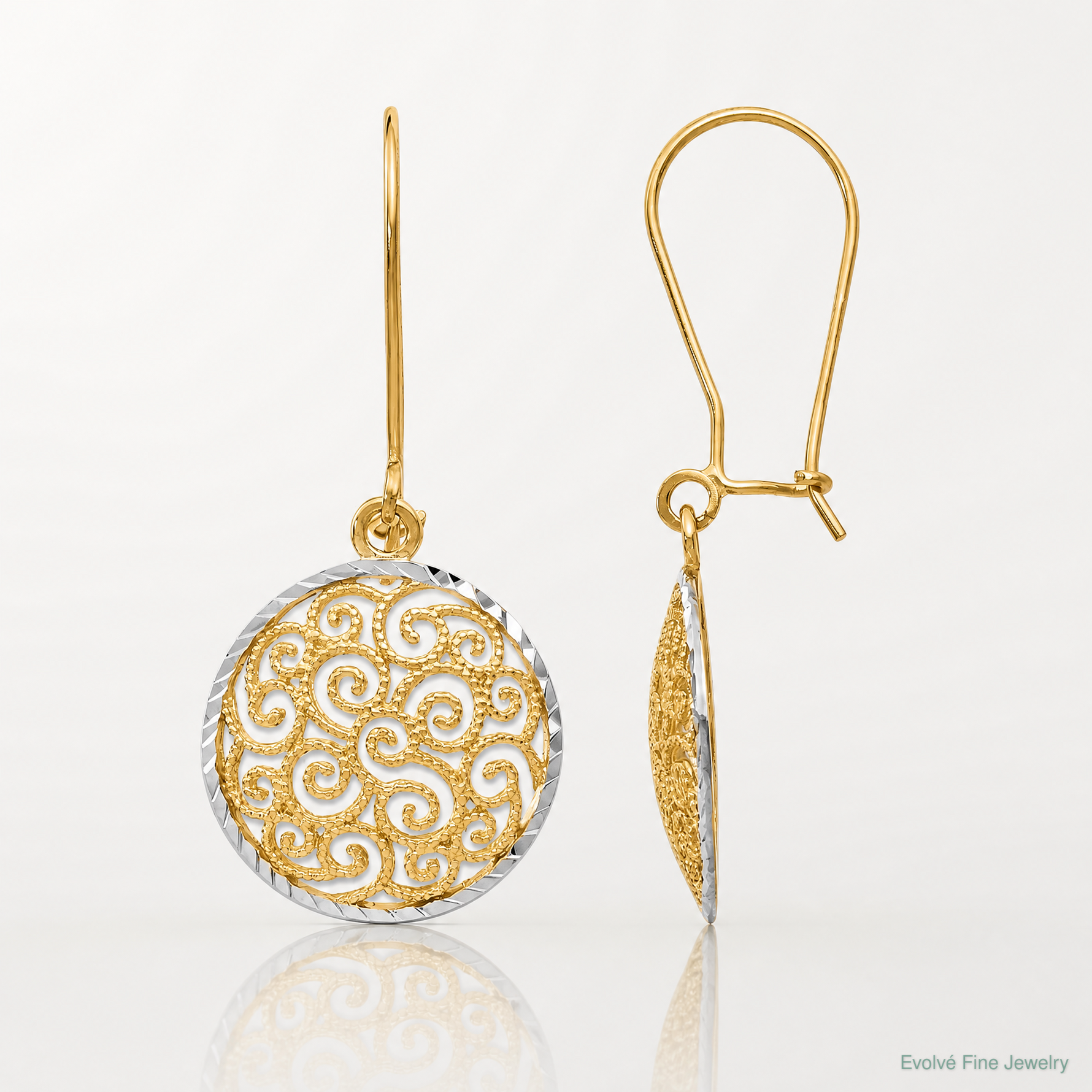 Leslie's 14K Two-tone Filigree Dangle Earrings - Lifestyle View