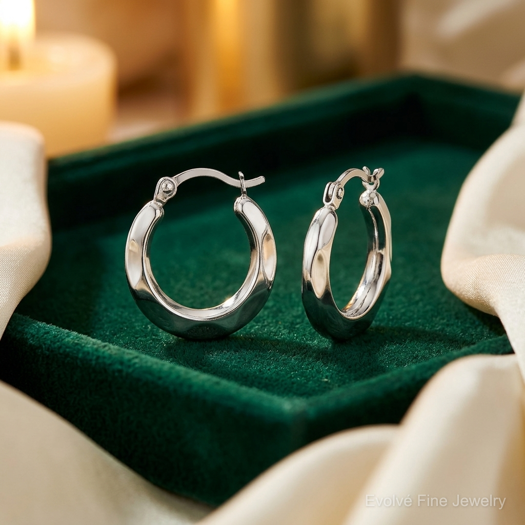 Leslie's 14K White Gold Polished Hinged Hoop Earrings - Lifestyle View