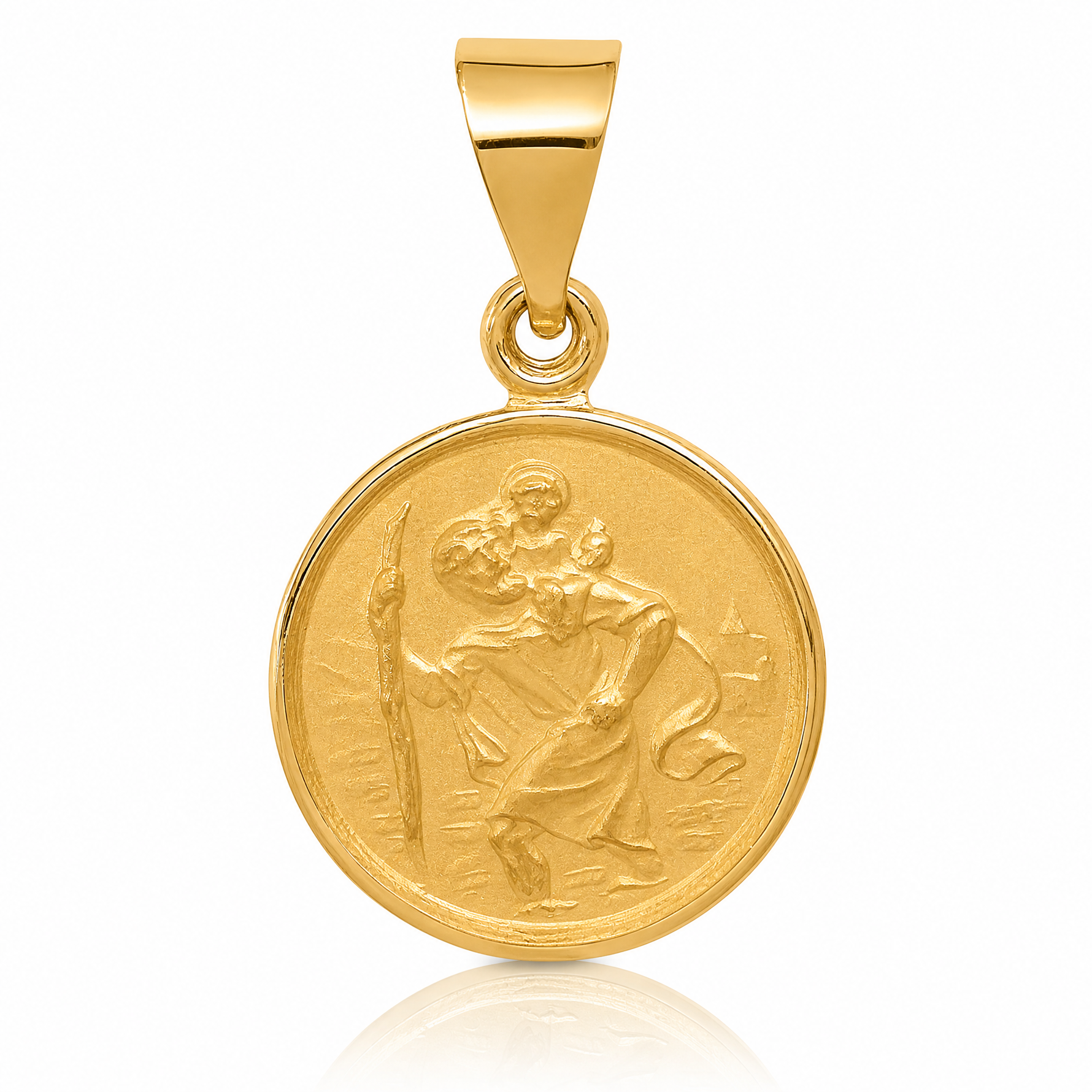 18k Saint Christopher Medal Pendant - Lifestyle View