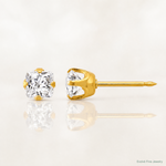 Inverness 14k 5mm Sq. Princess CZ Post Earrings - Lifestyle View