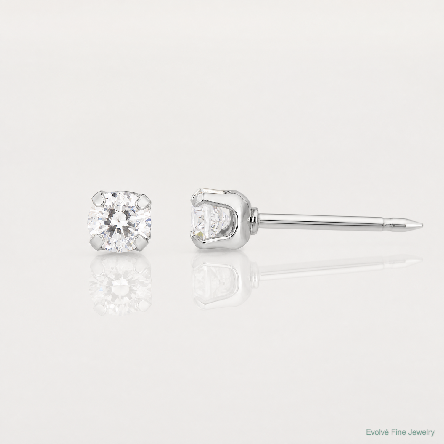 Inverness 14K White Gold 3mm CZ Long Post Earrings - Lifestyle View