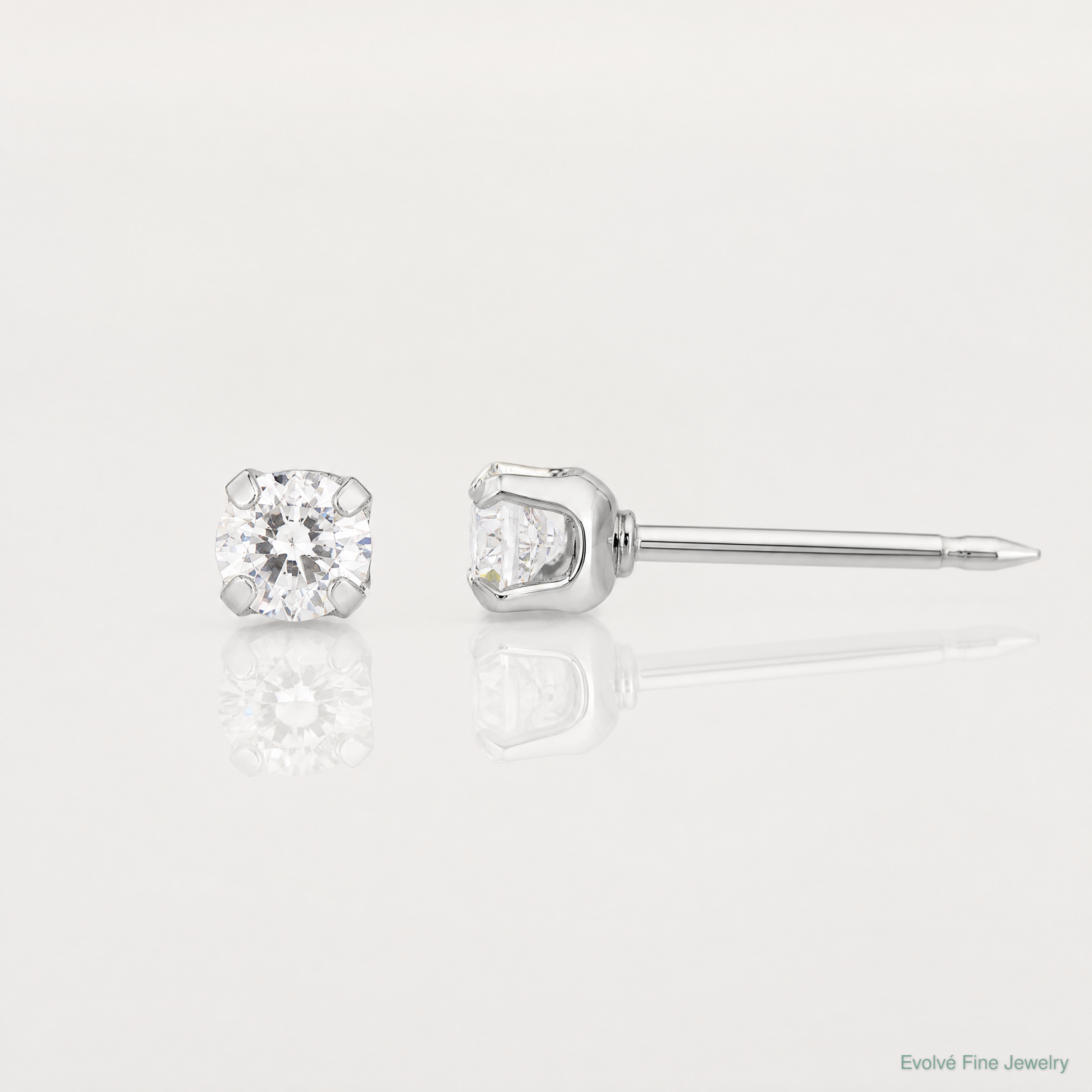 Inverness 14K White Gold 3mm CZ Long Post Earrings - Lifestyle View