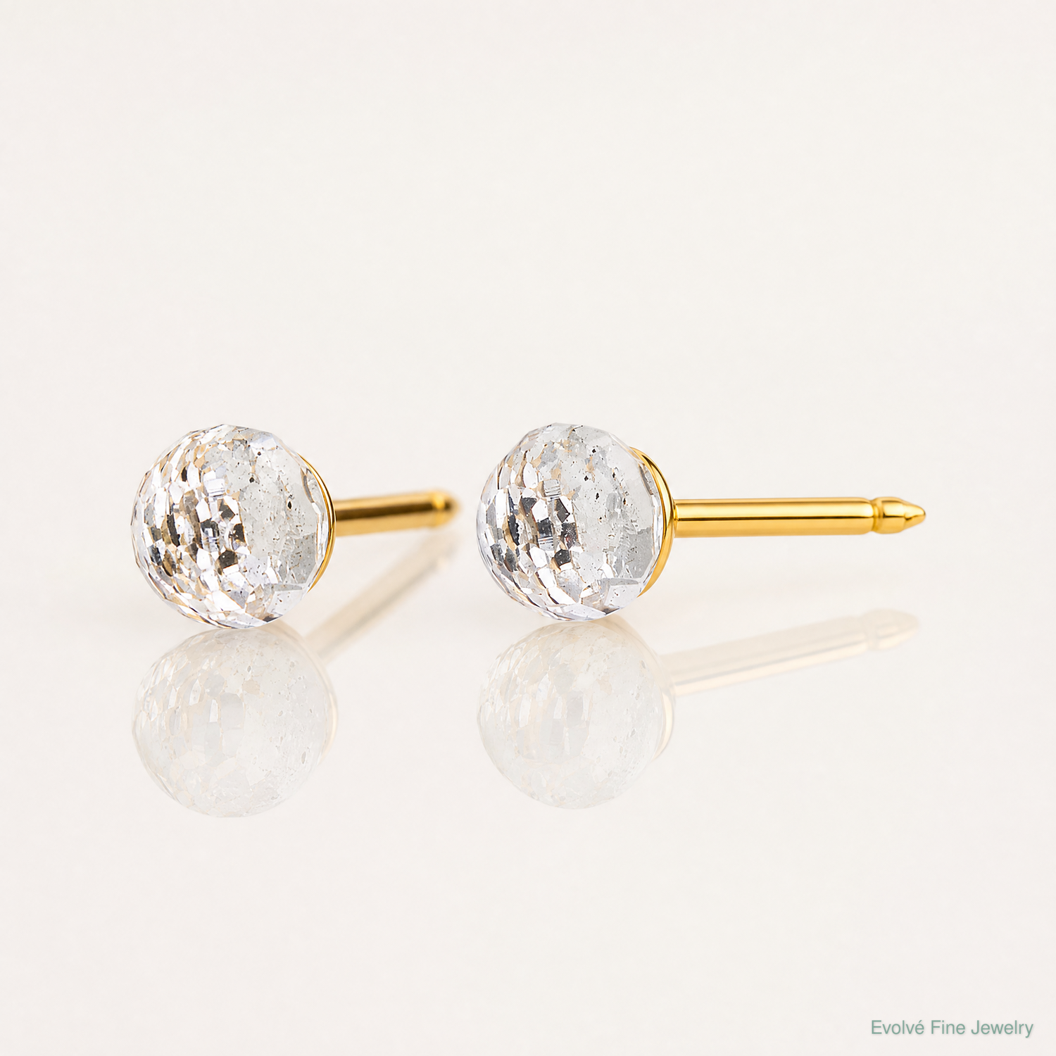 Inverness 14K Polished 4mm Crystal Faceted Ball Post Earrings - Lifestyle View