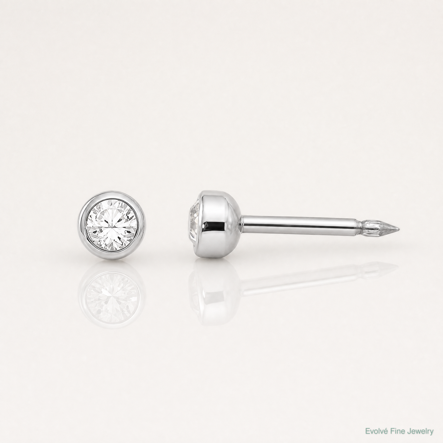 Inverness 14k White 3mm Crystal Bezel Earrings - Lifestyle View