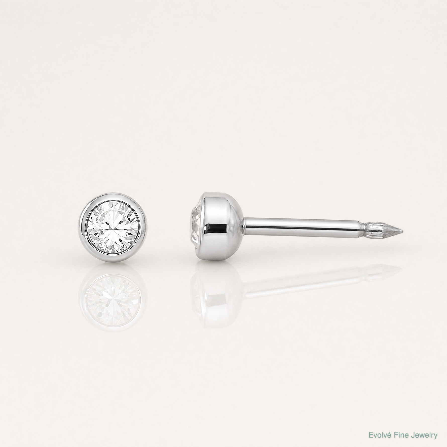 Inverness 14k White 3mm Crystal Bezel Earrings - Lifestyle View