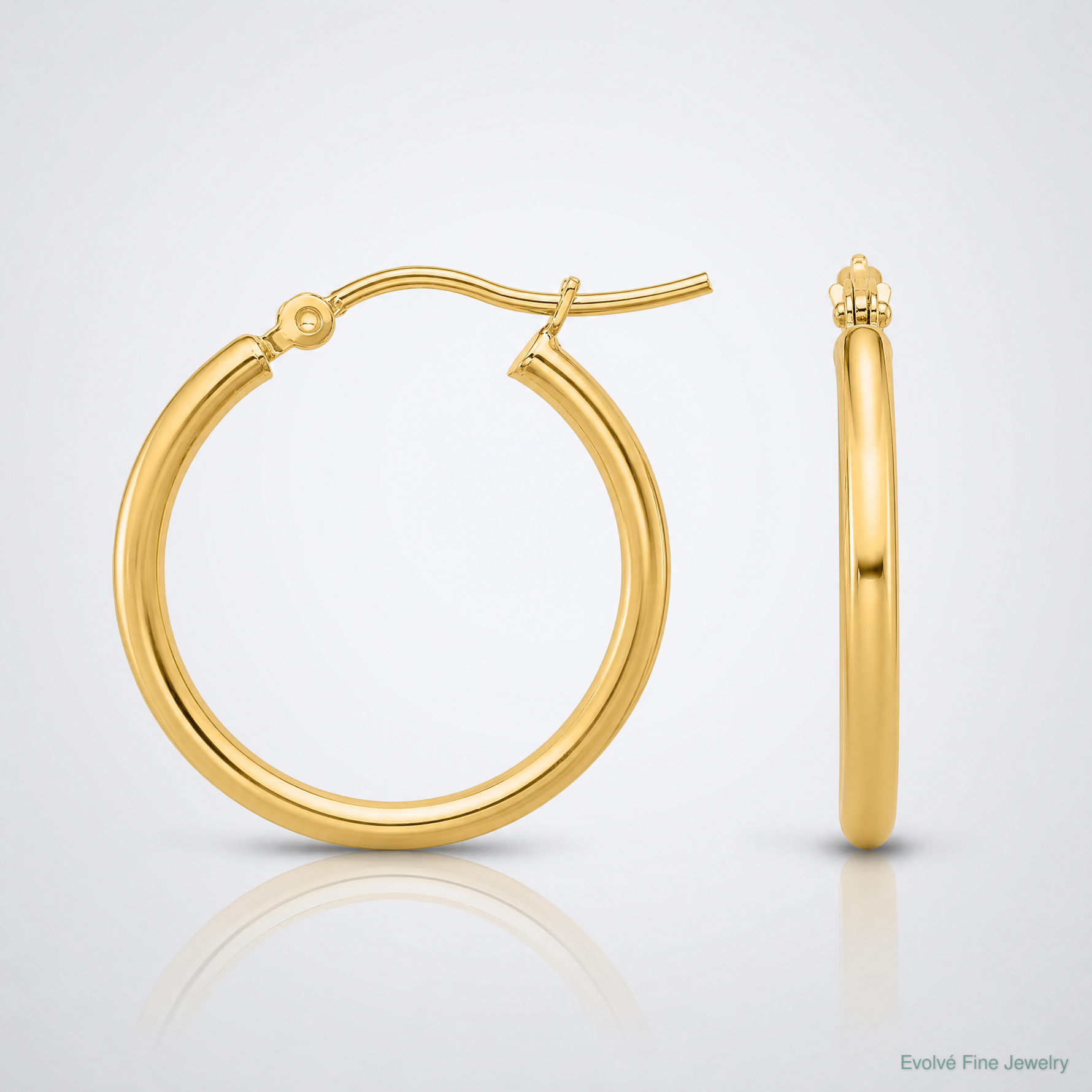 Leslie's 14K 2x20mm Polished Hoop Earrings - Lifestyle View