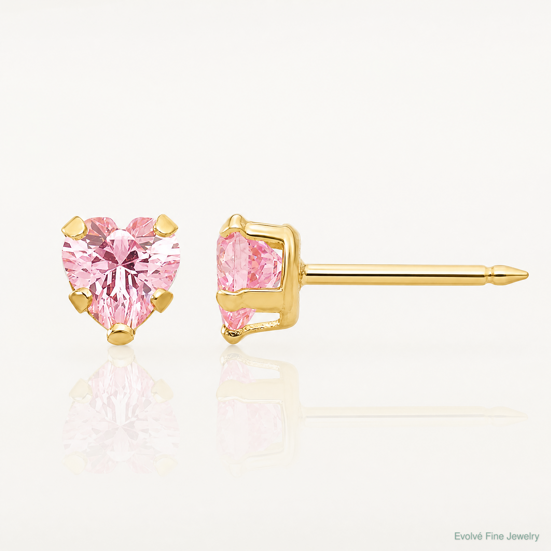 Inverness 14k 4mm Pink Heart CZ Earrings - Lifestyle View