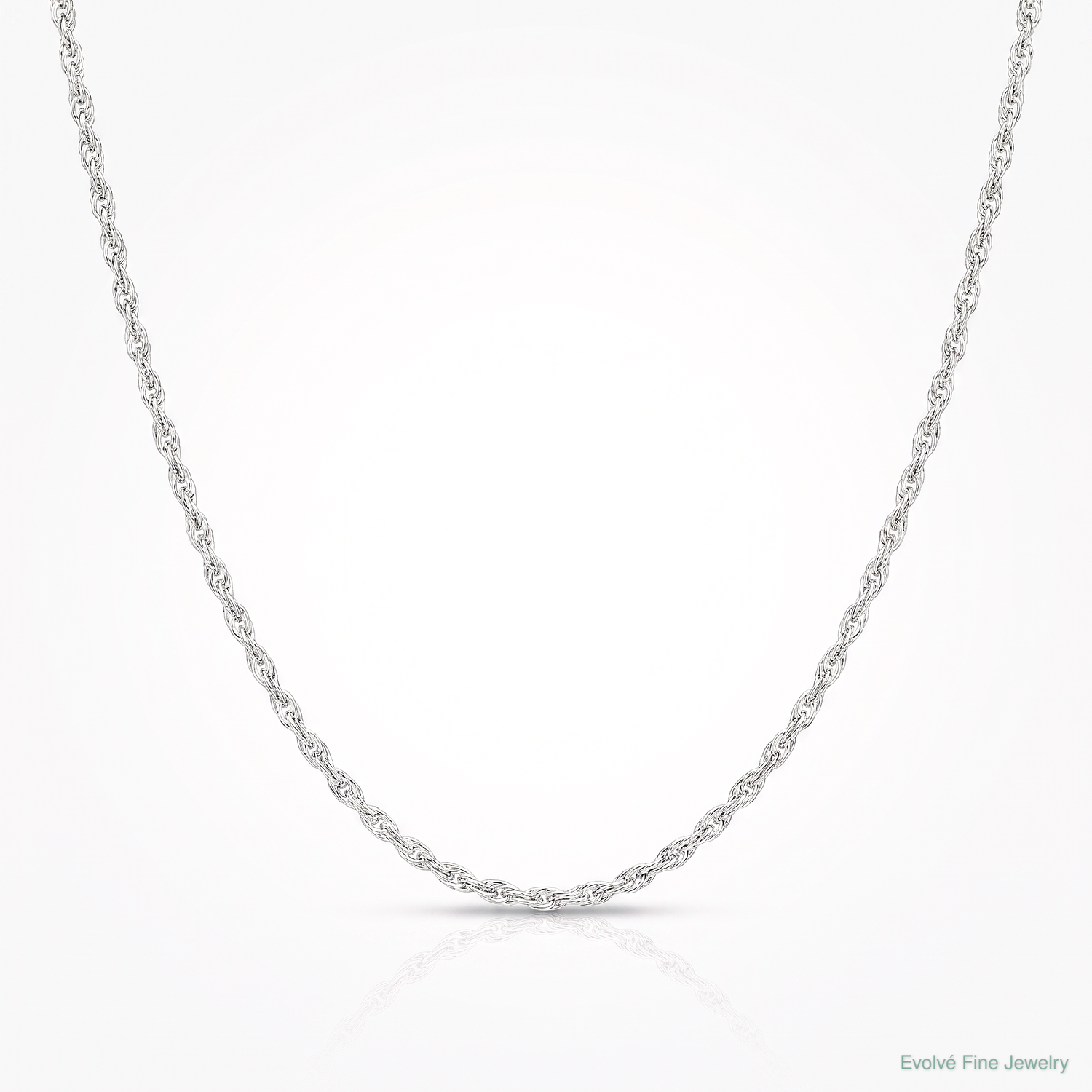 14k White Gold .4 mm Carded Cable Rope Chain - Lifestyle View