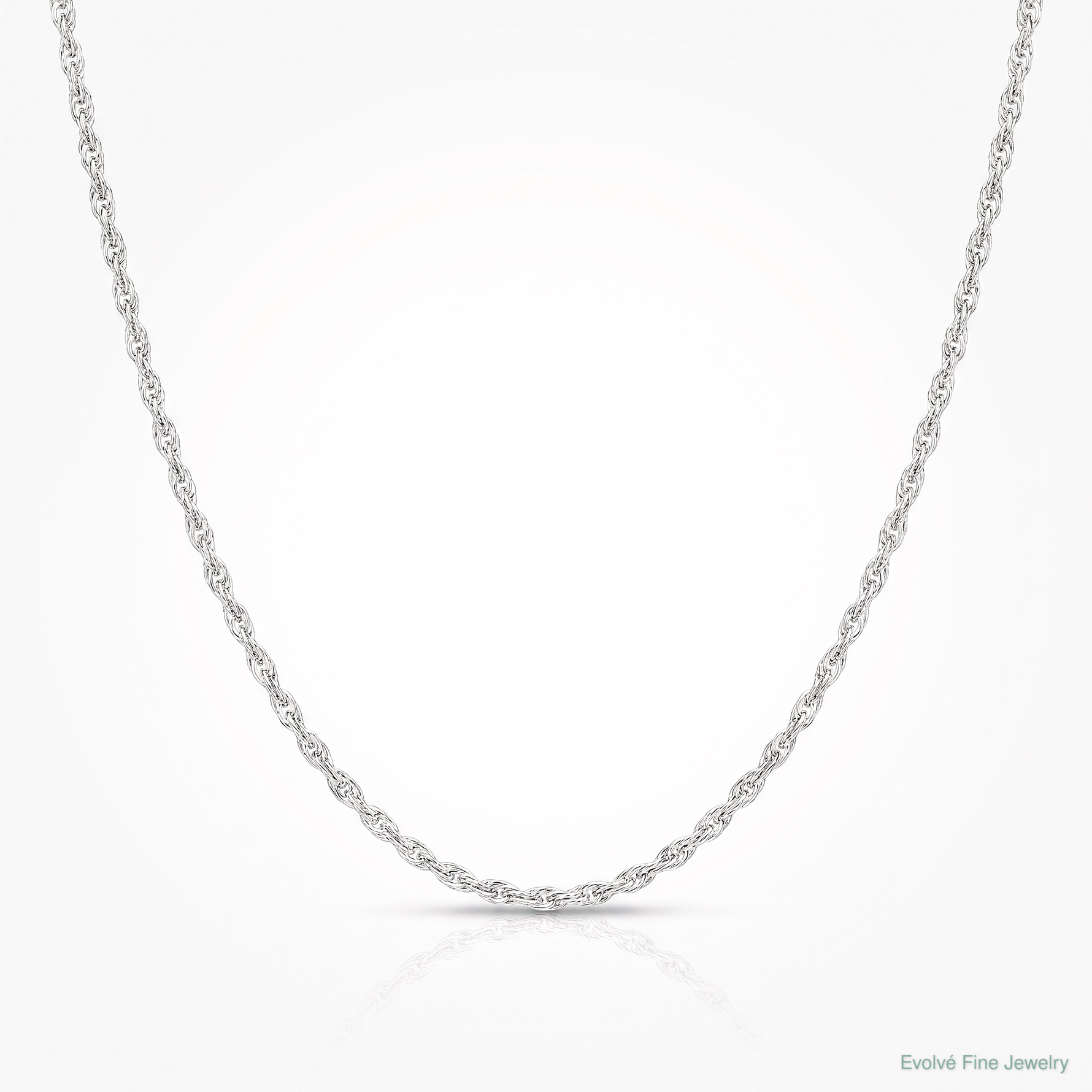 14k White Gold .4 mm Carded Cable Rope Chain - Lifestyle View
